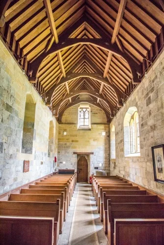 The very plain church interior