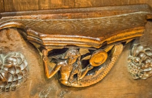 Medieval misericord of a mermaid