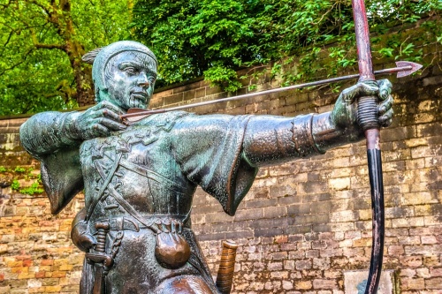 The iconic Robin Hood Statue at Nottingham Castle
