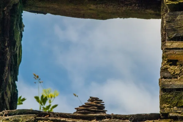 Ruins of the old mill near the labyrinths