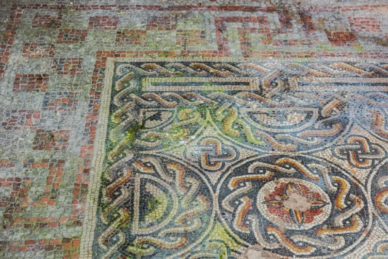 Roman mosaic floor in the south range