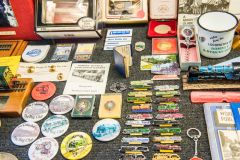 Railway memorabilia in the New Romney model railway exhibit