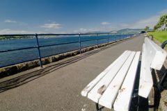 A seaside bench on Battery Place