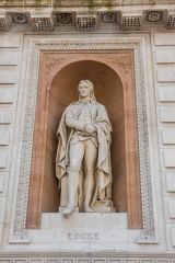 Statue of philosopher John Locke on the Academy exterior