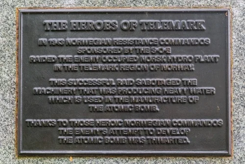 The Heroes of Telemark plaque