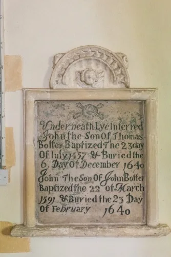 Memorial to John Bolter, father and son, both d. 1640