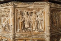 Detail of carving on the Seven Sacrament font