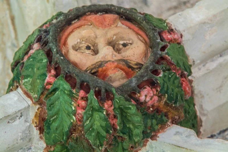 Green Man roof boss in the porch