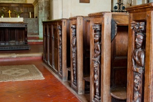 The carved pew ends