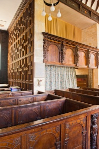 Box pews and gallery with panelling