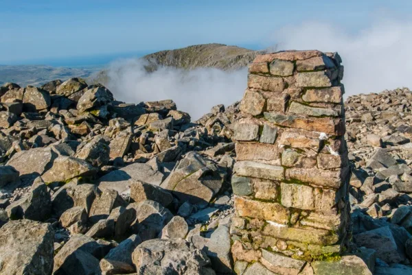 The trig point on Scafell Pike summit