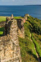Atop the castle's curtain wall
