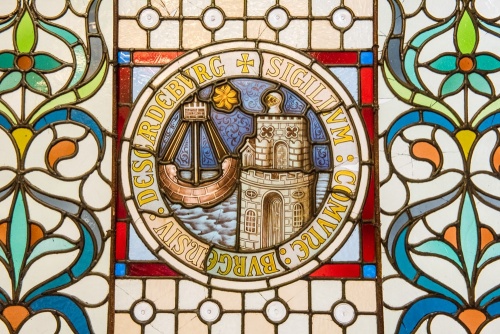 Scarborough town seal, stained glass window