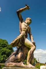 A neo-classical statue in the formal gardens