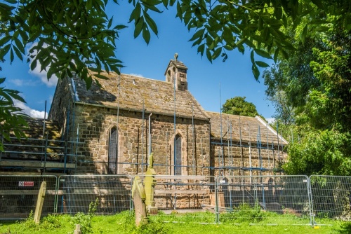 Seaton Delaval Church during restoration work