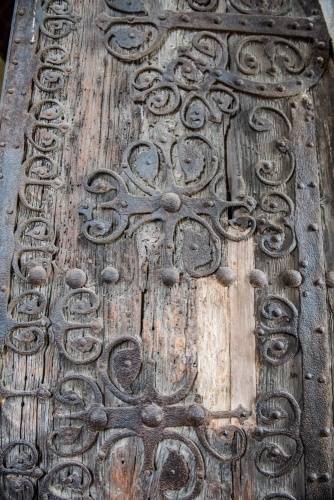 The 13th-century scrollwork door