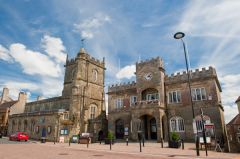 The town hall and parish church