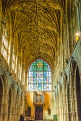 Looking west down the abbey nave