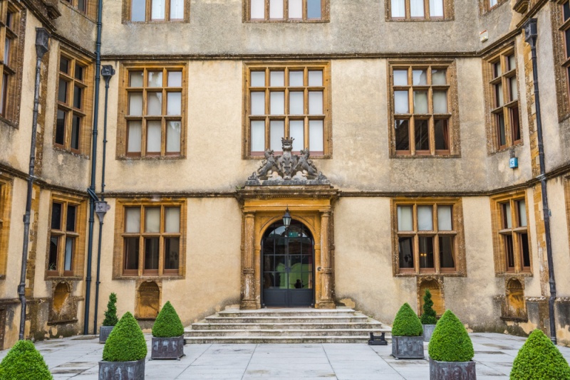 The main courtyard entrance to Sherborne Castle