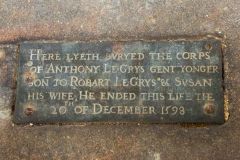 Memorial brass to Anthony LeGrys, d. 1598