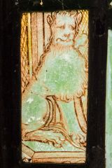 Medieval stained glass of a lion