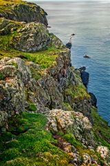 The rugged cliffs on the north side of the island