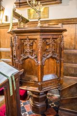 Snape Castle Chapel, The ornately carved pulpit
