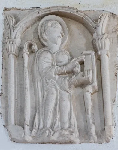 12th-century carving of a bishop