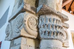 Carved capitals, tower arch