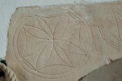 Graffiti on the tower stonework