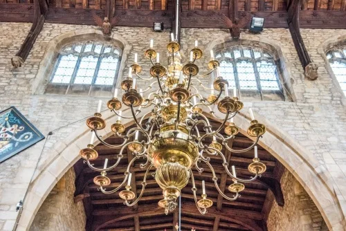 Brass chandelier, dated 1760