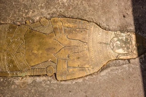 14th-century memorial brass of a knight