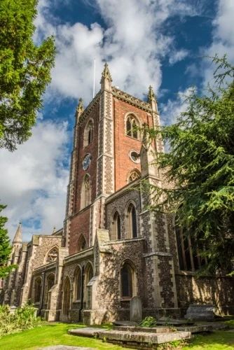 The church and 1801 brick tower