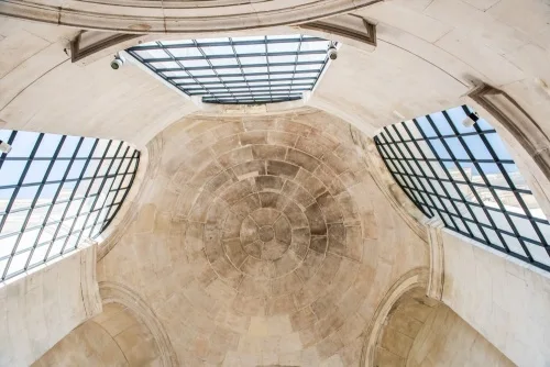 Looking up inside the tower
