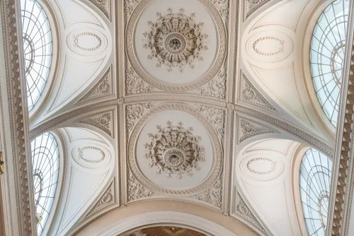 The stunning 18th-century plasterwork ceiling