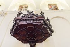 The richly carved sounding board