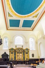 Looking east down the church nave