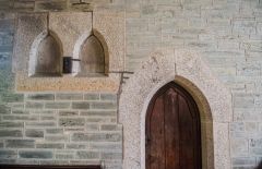 The vestry door and re-used double aumbry cupboard