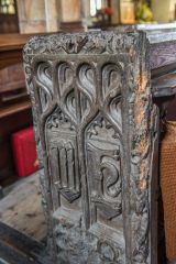 A 16th century carved bench end