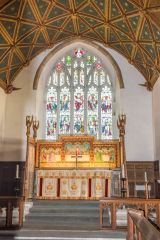 The richly decorated chancel and altar