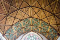 The wagon-vaulted chancel roof