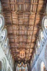 The superb timber ceiling of the nave