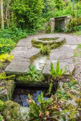 Looking up the water channels to the well-head