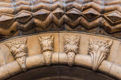 Oxford, St Ebbe's Church, Norman decoration on the doorway arch