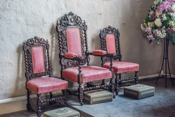 17th century chairs in the sanctuary