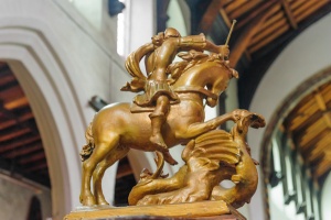 17th c St George carving on the font cover