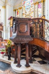 The beautifully-carved pulpit