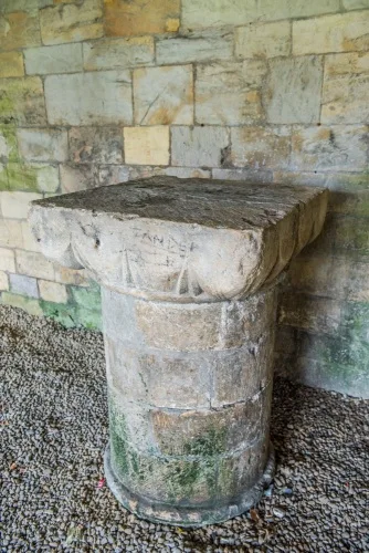 12th-century column and capital in the undercroft