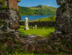 St Maelrubha's Chapel, Eynort, Looking through the church wall to the burial ground