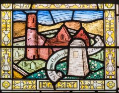Stained glass of Egilsay Church, where St Magnus was killed